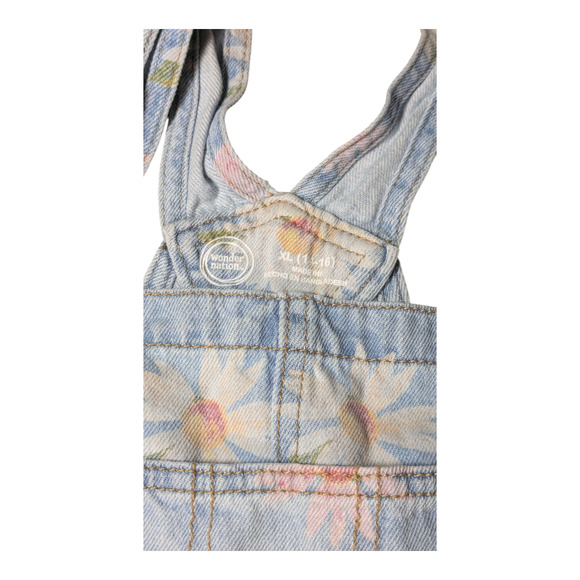 Wonder Nation- Girls Bibs - Floral Print Size XL 14-16 Pre-Owned Well Cared For - Picture 5 of 6